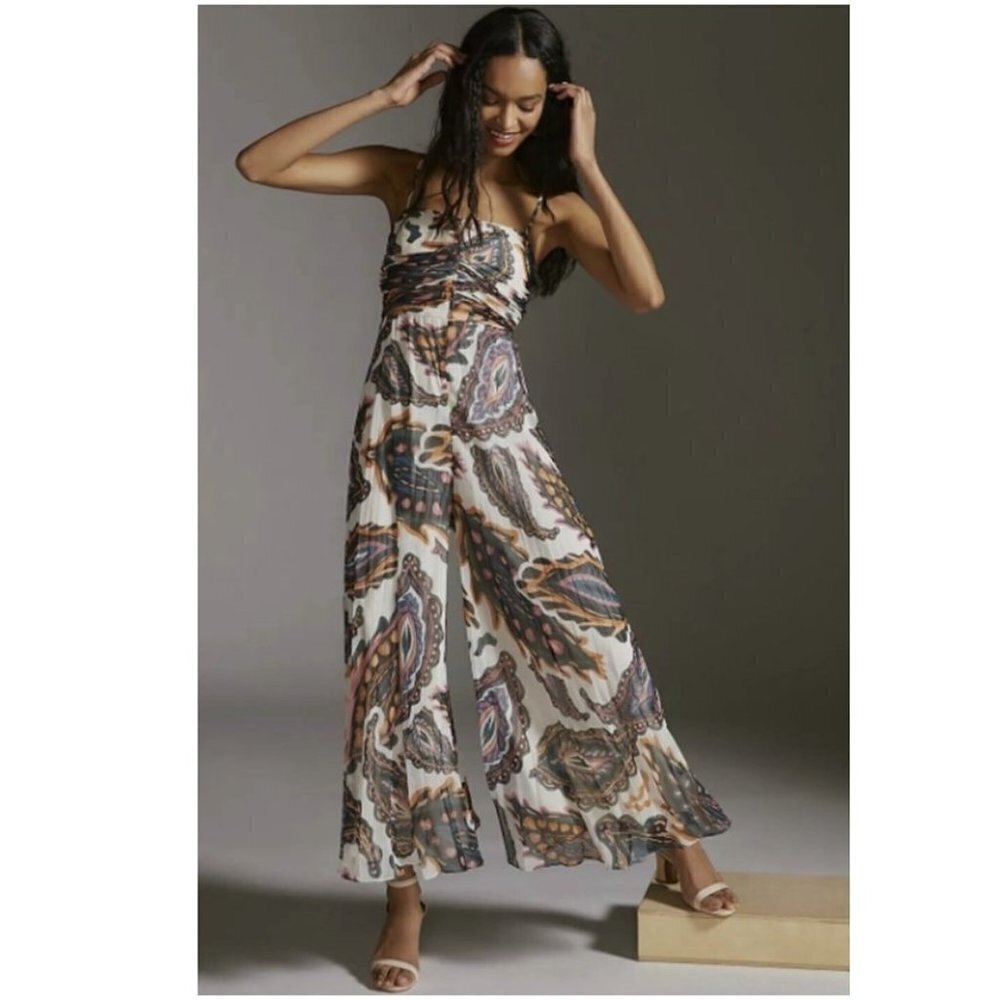 Anthropologie Ranna Gill Pleated Halter Jumpsuit